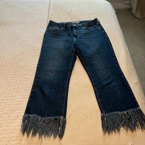 Straight leg ankle fringe jeans (TopShop)